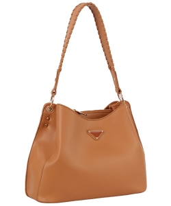 Triangle Plaque Shoulder Bag GLV0167M LIGHT BROWN